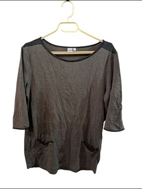 twik Charcoal Gray 3/4 Sleeve Pocket Top